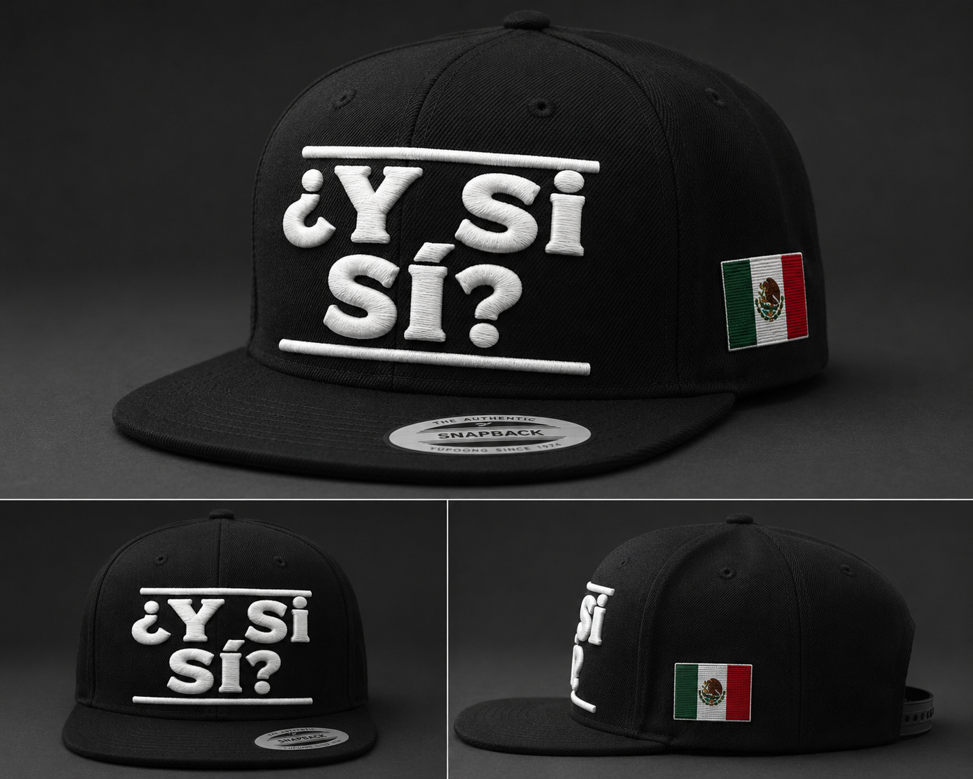 ¿Y SI SÍ? Black Snapback Hat - Product Mockup