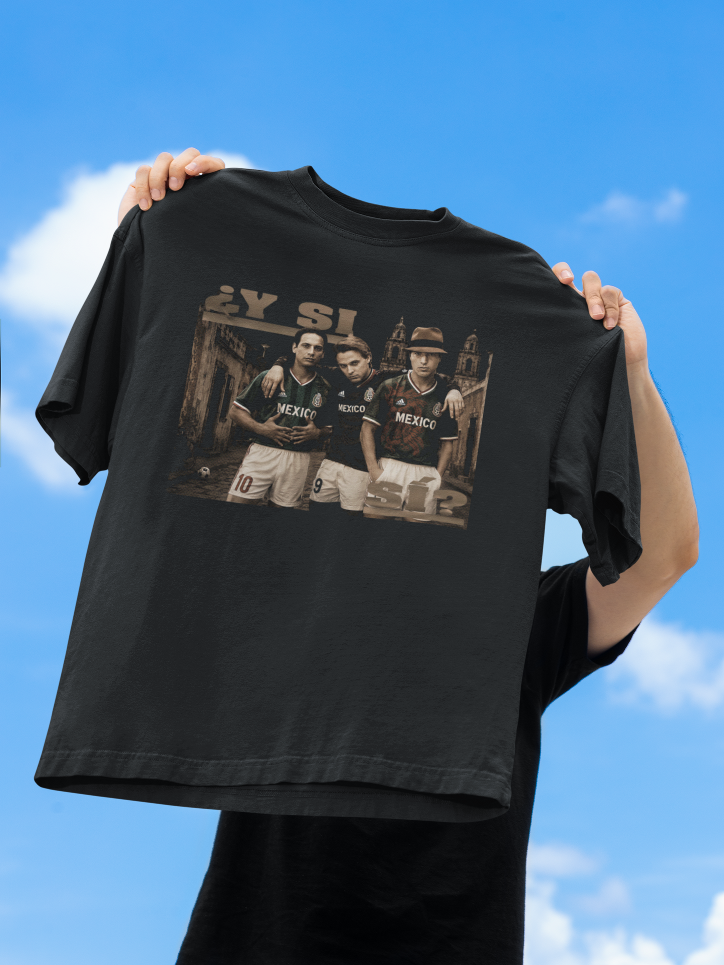 ¿Y SI SI? Mexico World Cup Tee - oversized fit flat lay mockup
