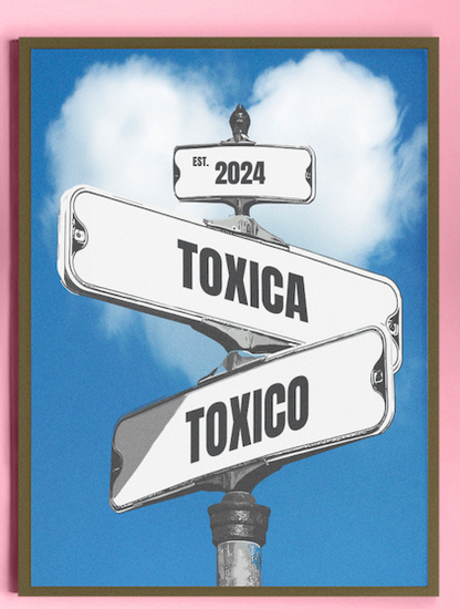 Couples Street Sign Framed Canvas Wall Art